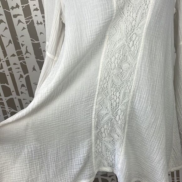 L*Space Boho Gauze & Embroidered Mini Babydoll Dress Cream sz S - Picture 3 of 16